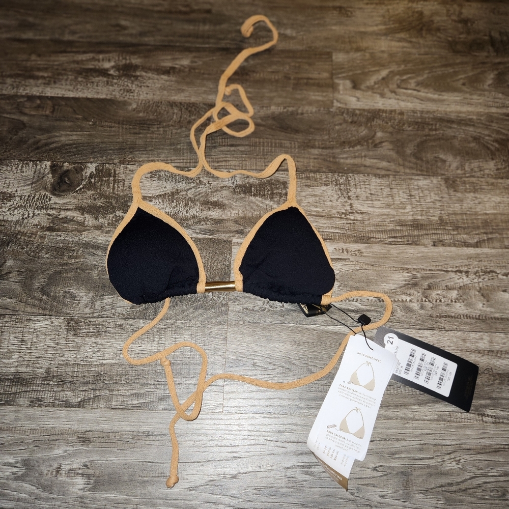 Vix Black and Tan Bikini Top